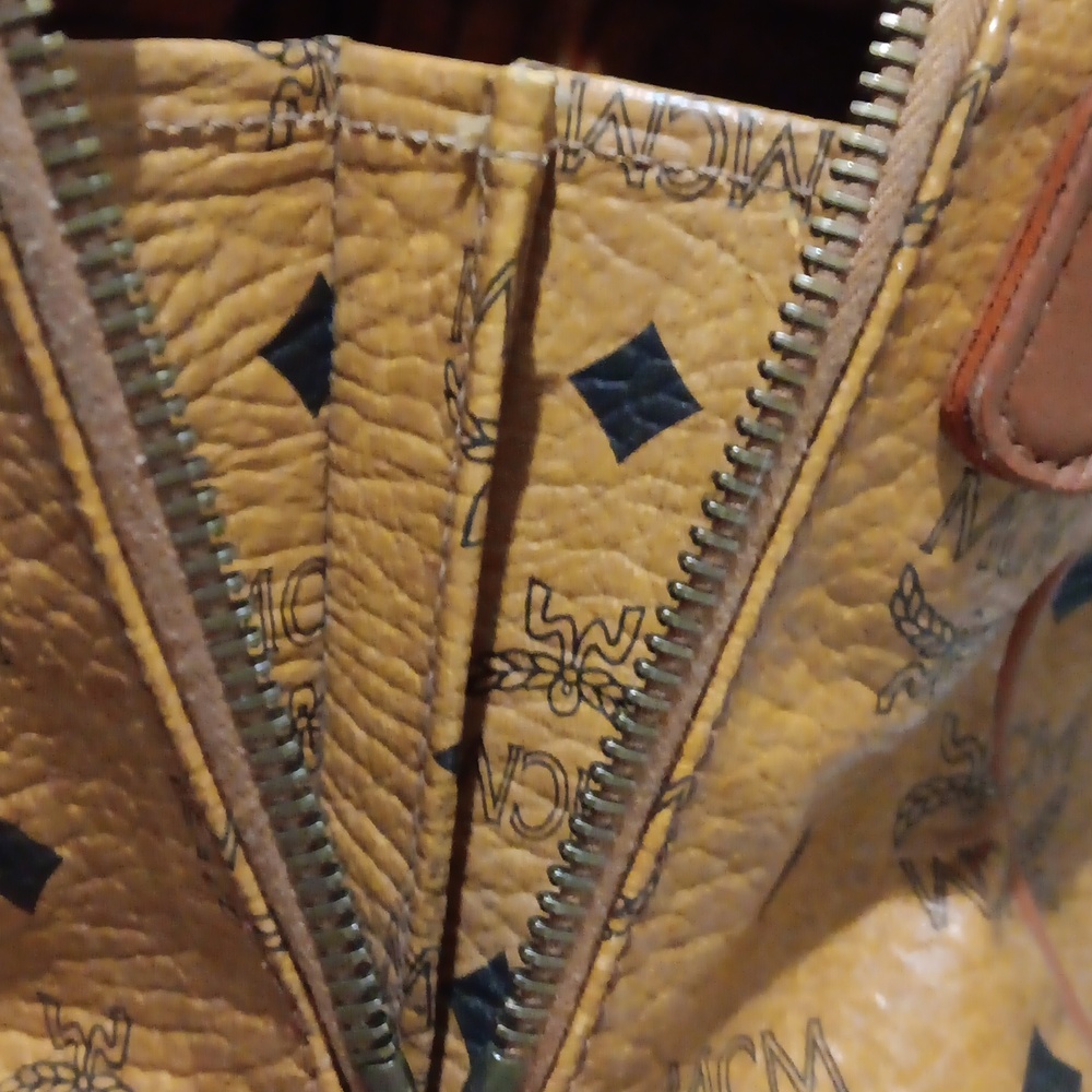 MCM Cognac Visetos Leather Monogram In And Out Satchel EUC - Picture 10 of 14